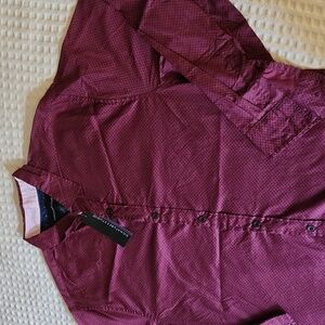 Dress Shirt in burgundy with black diamond print Fall Office Collegiate Career
